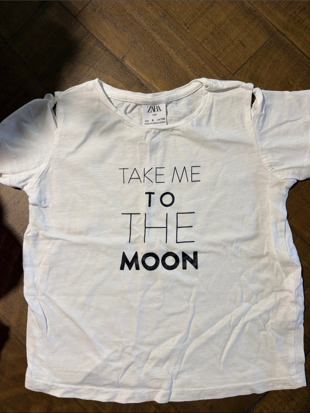 Zara White Graphic 'Take Me to the Moon' Tee